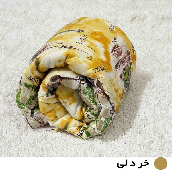 لحاف مانیکاهوم میکروپلاس مدل ایفل زرد خردلی یکنفره - تصویر 3